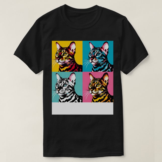 Cat Bengal Art Cat Lovers T Shirt (Design framsida)