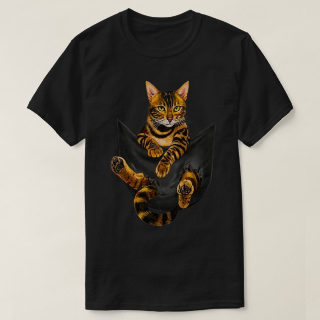Cat Bengal Inside Pocket Funny Cat  T Shirt (Design framsida)