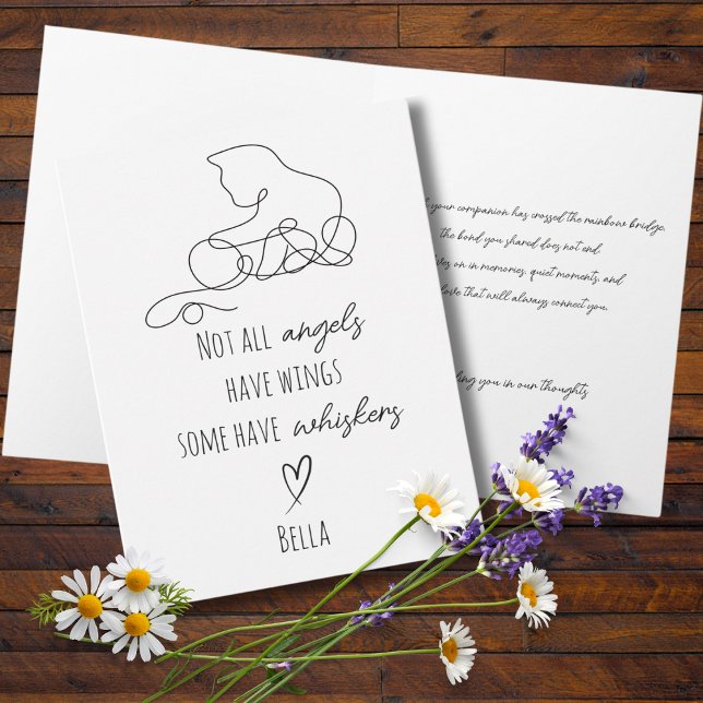 Cat Bereavement Sympathy Card with Cat Name Kort (Cat funeral)
