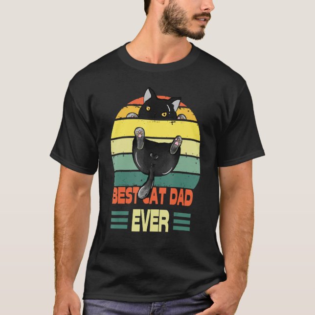 Cat  Best Cat Dad Ever  Black Cat T Shirt (Framsida)