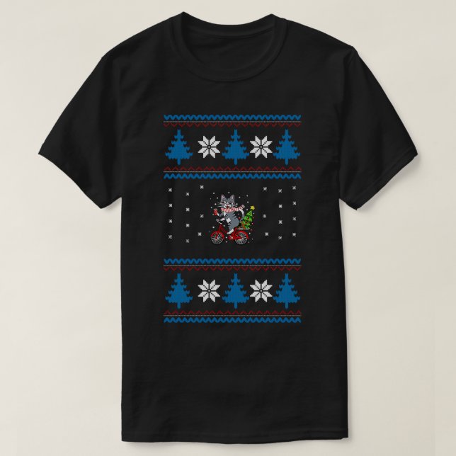 Cat Bicycle Ugly God jul T Shirt (Design framsida)