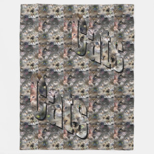 Cat Bild Collage and Logotyp, stor Fleecefilt