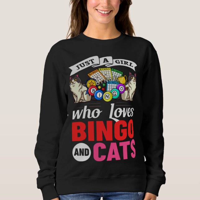 Cat Bingo Game Player Caller Card Board Balls T Shirt (Framsida)