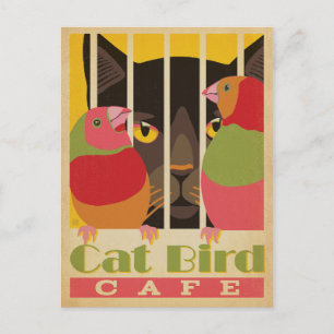 Cat Bird Café Vykort