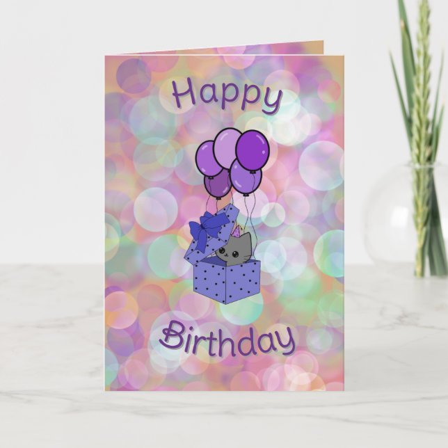 cat birthday card kort (Framsida)