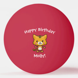 Cat Birthday Cute Lycklig Tecknad Gift Pingisboll
