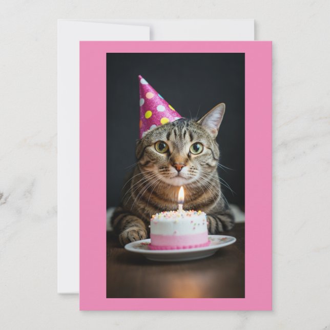 cat birthday inbjudningar (Framsida)