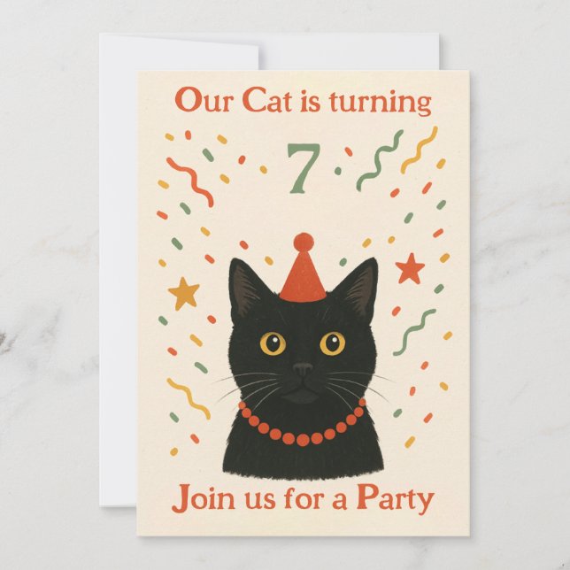Cat Birthday Invitation Inbjudningar (Framsida)