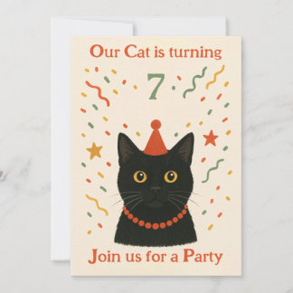 Cat Birthday Invitation Inbjudningar