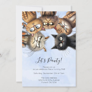 Cat Birthday Pawty Cute Personlig Inbjudningar