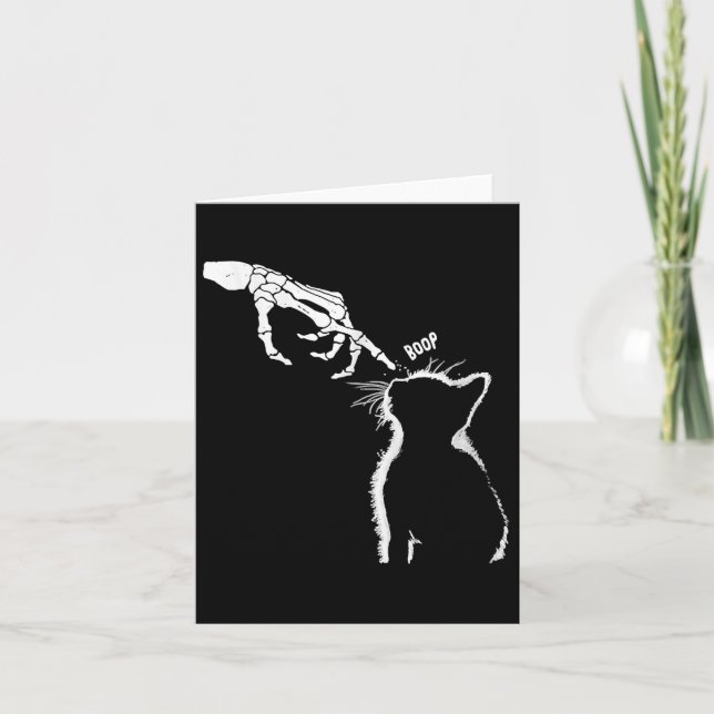 Cat Black Älskare Skeleton Hand Boop Funny Hallowe Kort (Framsida)
