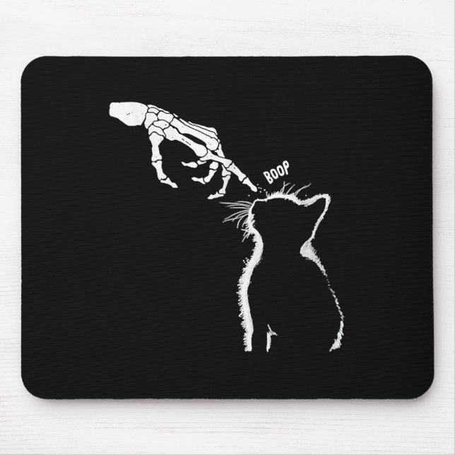 Cat Black Älskare Skeleton Hand Boop Funny Hallowe Musmatta (Framsidan)