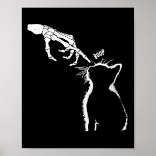 Cat Black Älskare Skeleton Hand Boop Funny Hallowe Poster