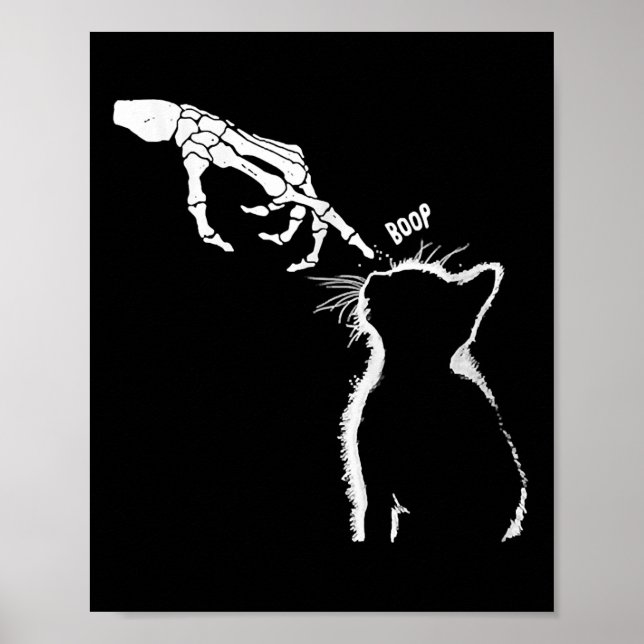 Cat Black Älskare Skeleton Hand Boop Funny Hallowe Poster (Framsidan)