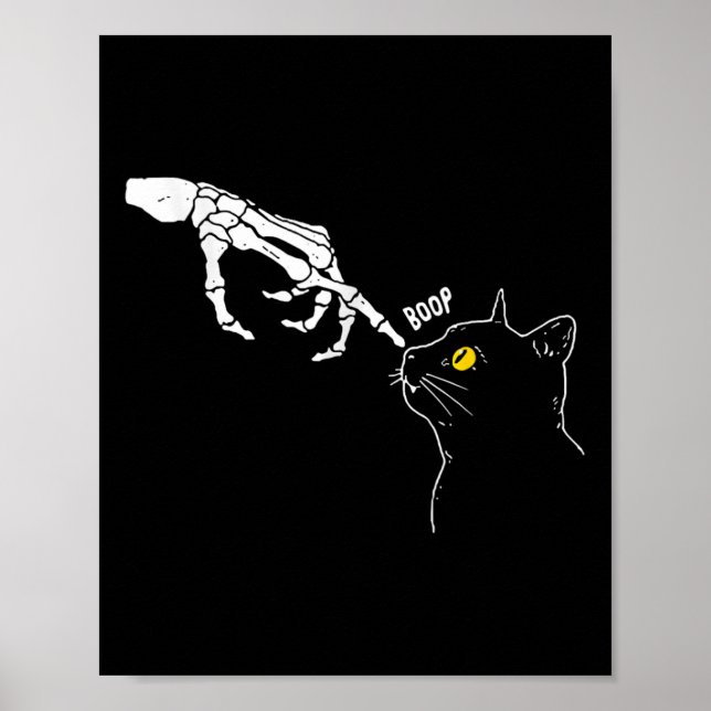 Cat Black Älskare Skeleton Hand Boop Funny Hallowe Poster (Framsidan)