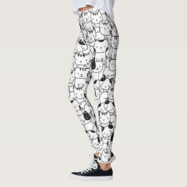 Cat Black and White Cute Mönster Leggings