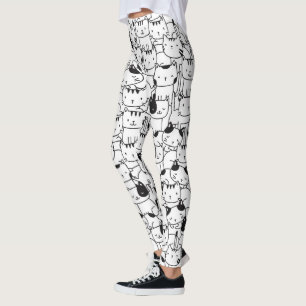Cat Black and White Cute Mönster Leggings