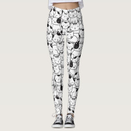 Cat Black and White Cute Mönster Leggings