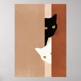  cat black and white poster