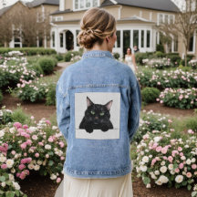 Cat black cat Denim Jacka Trendig Cute