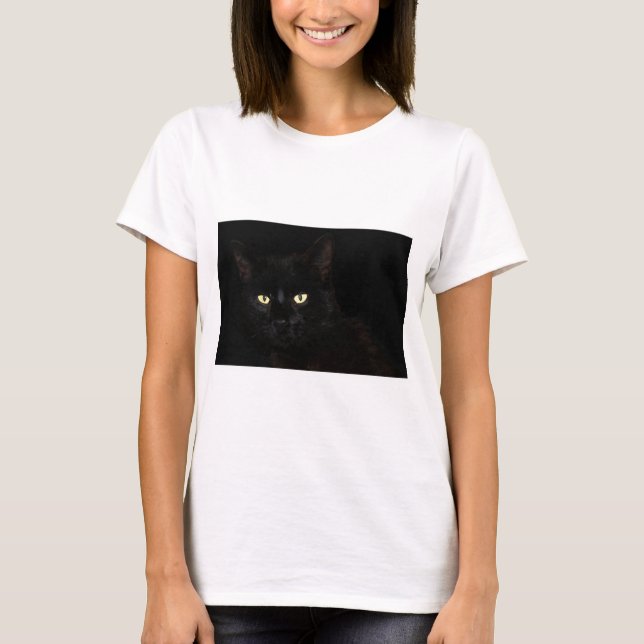 Cat Black Cat Husdjur T Shirt (Framsida)