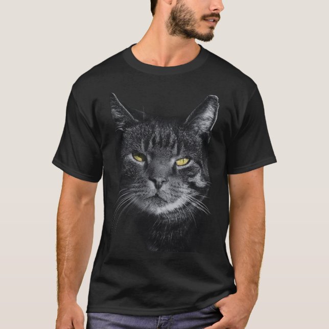 Cat Black Shirt T Shirt (Framsida)