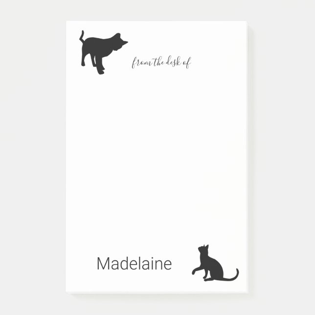 Cat Black White Personal Djurälskares Post-it Block (Framsida)