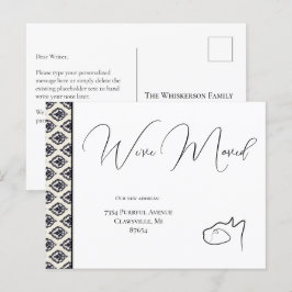 Cat Black & White Vi har Flyttat, byte av Adress Vykort