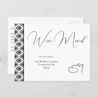 Cat Black & White Vi har Flyttat, byte av Adress Vykort