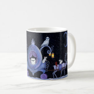 Cat Blue Carriage Winter Snowy Uggla White Hjort C Kaffemugg