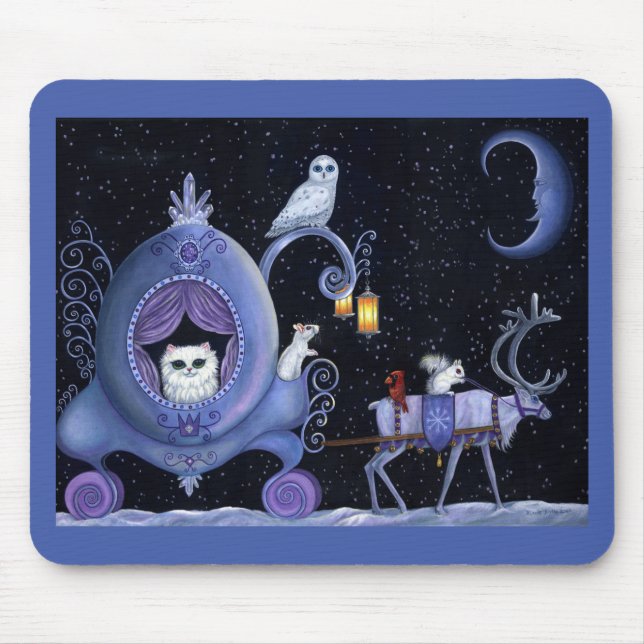 Cat Blue Carriage Winter Snowy Uggla White Hjort C Musmatta (Framsidan)