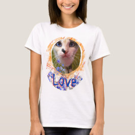 Cat Blue Öga Kärlek, glöm mig - inte Cute T Shirt
