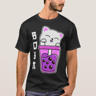 Cat Boba Anime Bubble Tea Neko Girls Kawaii Girls T Shirt