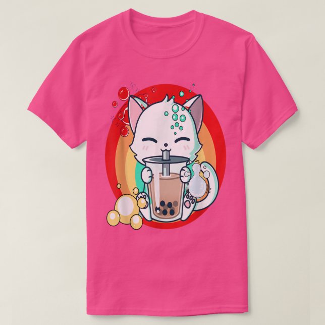 Cat Boba Bubble Tea T Shirt (Design framsida)