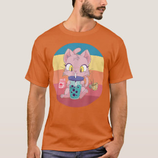 Cat Boba Bubble Tea Tshirt Anime Kawaii Neko Straw T Shirt