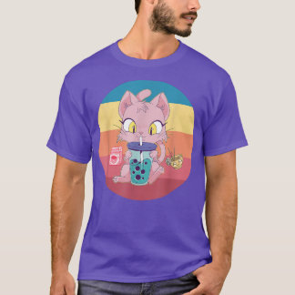 Cat Boba Bubble Tea Tshirt Anime Kawaii Neko Straw T Shirt