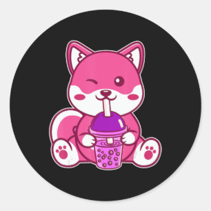 Cat Boba Cute Bubble Tea Anime Neko Kawaii för Gir Runt Klistermärke