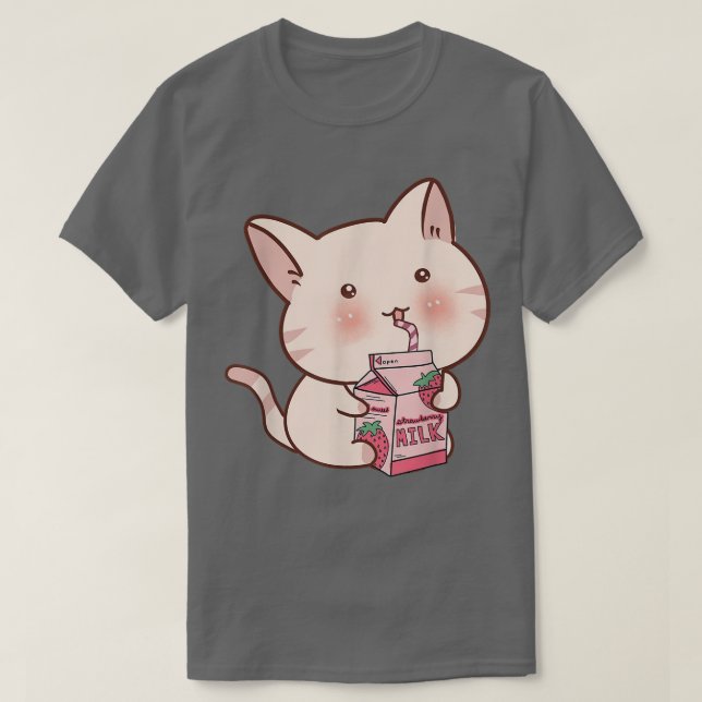 Cat Boba Tea Bubble Tea Anime Kawaii Neko573 T Shirt (Design framsida)
