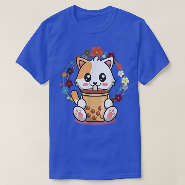 Cat Boba Tea Bubble Tea Anime Kawaii Neko 570 T Shirt (Design framsida)
