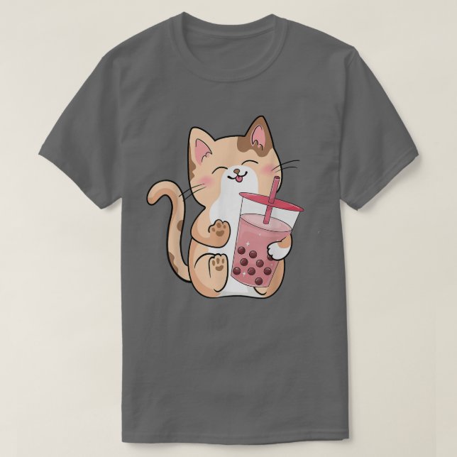 Cat Boba Tea Bubble Tea Anime Kawaii Neko 572 T Shirt (Design framsida)