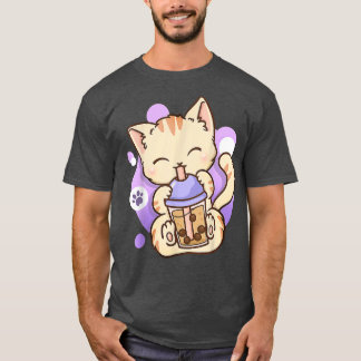 Cat Boba Tea Bubble Tea Anime Kawaii Neko Birthday T Shirt
