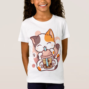 Cat Boba Tea Bubble Tea Anime Kawaii Neko for Girl T Shirt