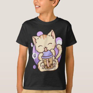 Cat Boba Tea Bubble Tea Anime Kawaii Neko for Girl T Shirt