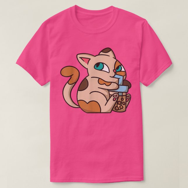 Cat Boba Tea Bubble Tea Anime Kawaii Neko for Girl T Shirt (Design framsida)
