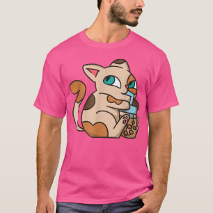 Cat Boba Tea Bubble Tea Anime Kawaii Neko for Girl T Shirt