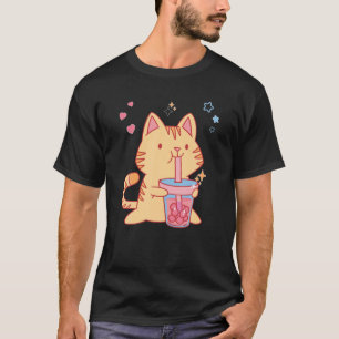Cat Boba Tea Bubble Tea Anime Kawaii Neko Funny Ca T Shirt