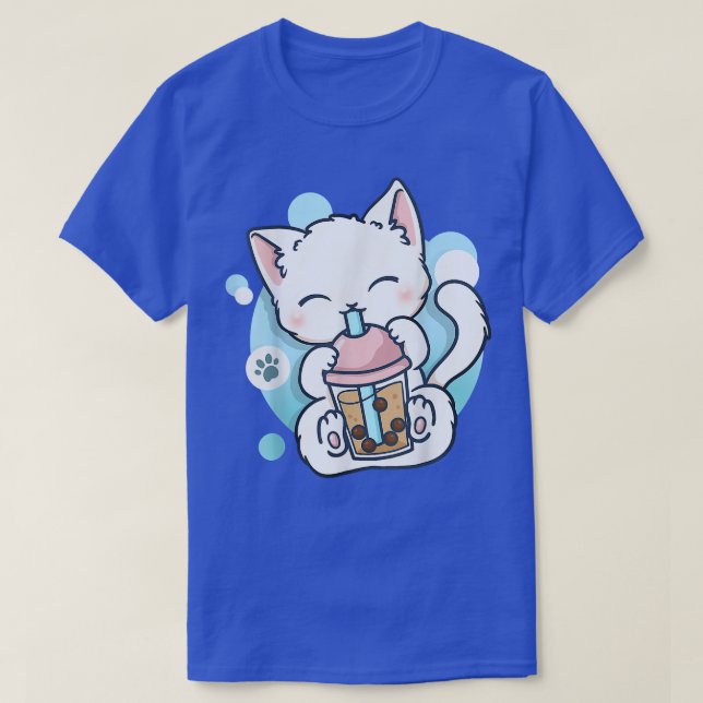 Cat Boba Tea Bubble Tea Anime Kawaii Neko Gift Gir T Shirt (Design framsida)