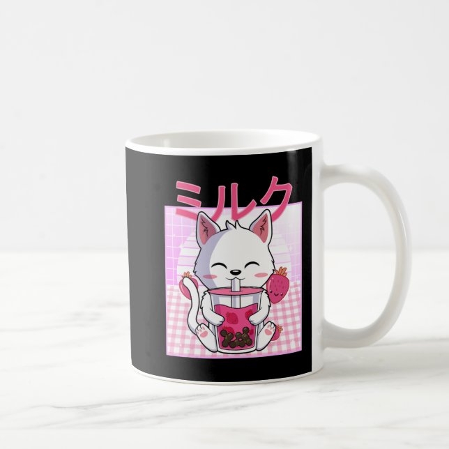 Cat Boba Tea Bubble Tea Anime Kawaii Neko Gift Kid Kaffemugg (Höger)