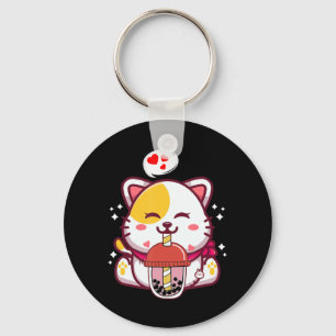 Cat Boba Tea Bubble Tea Anime Kawaii Neko Gifts Gi Nyckelring