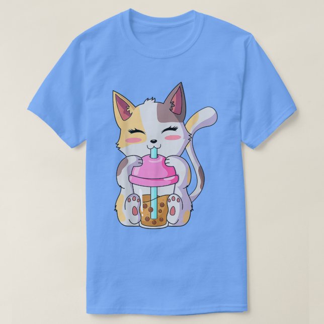 Cat Boba Tea Bubble Tea Anime Kawaii Neko Gifts Gi T Shirt (Design framsida)